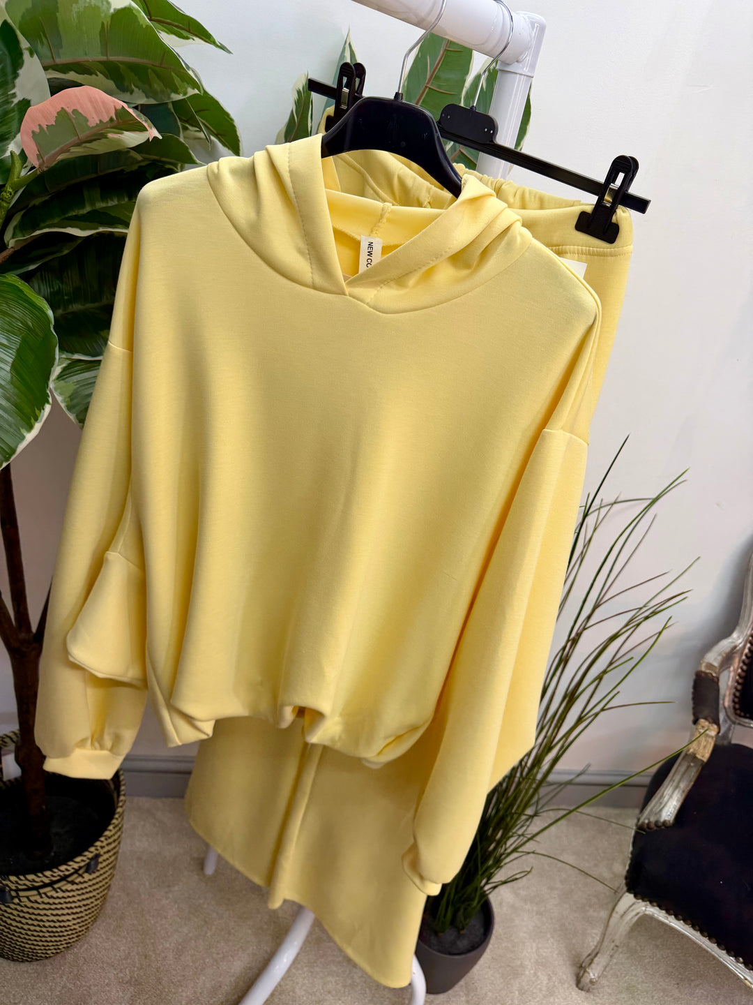 Ladies Fashion Flared Leg Tracksuit Co ord set lemon