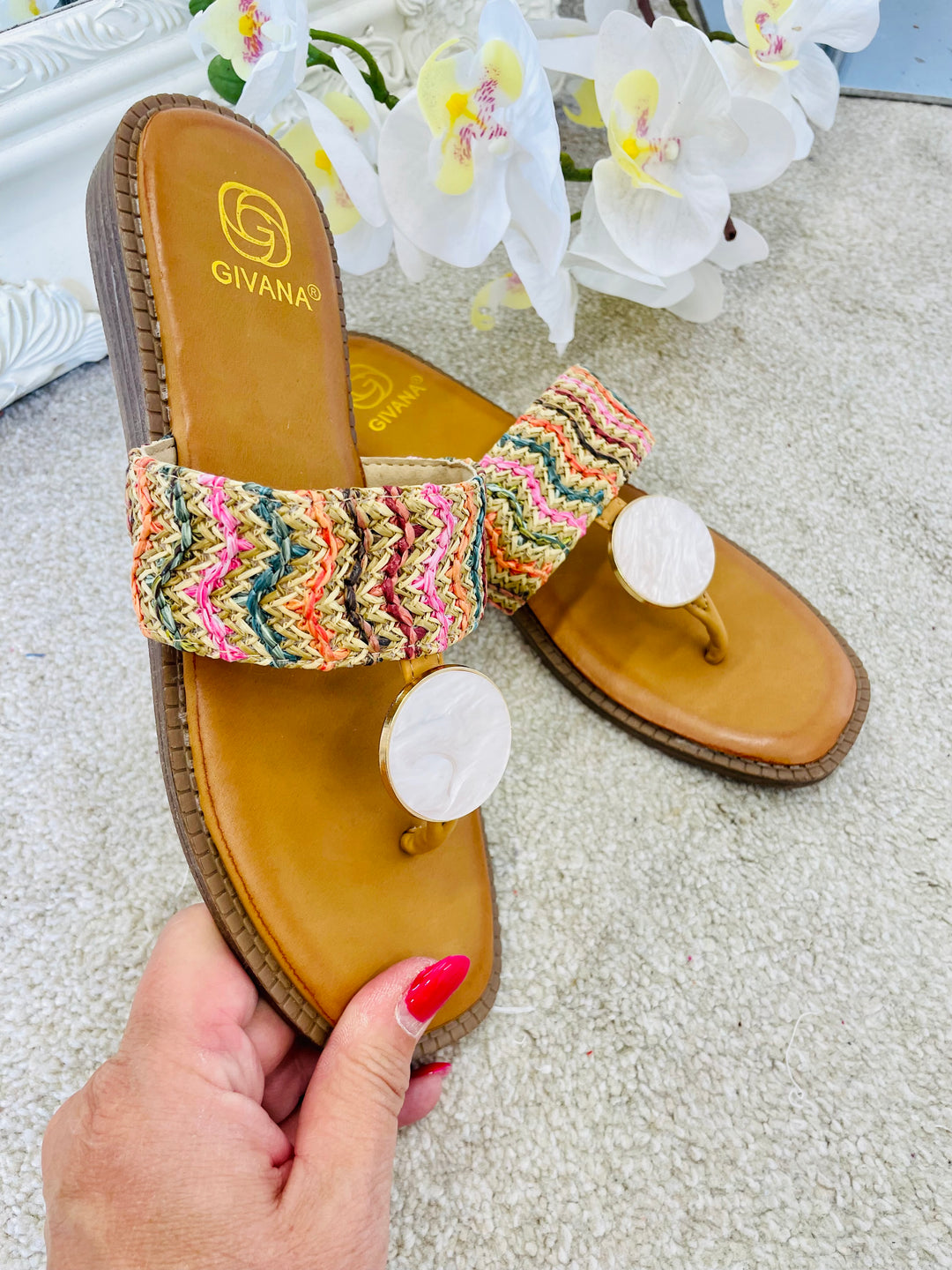 LADIES MULTI COLOUR SMALL WEDGE TOE POST SUMMER SANDALS 