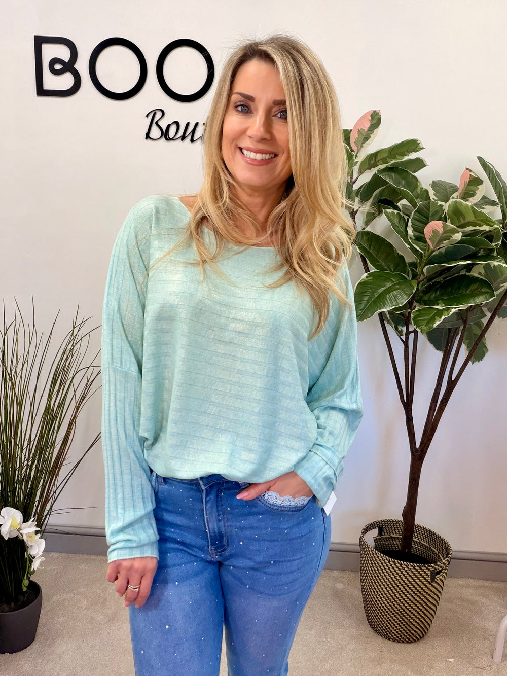 LADIES FINE KNIT LOOSE FIT TOP - MINT, BLUE, YELLOW, WHITE, PINK, MOCHA