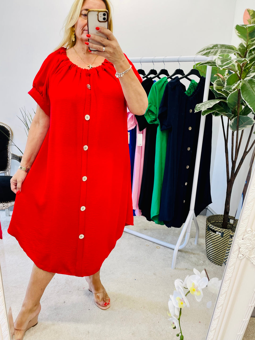 LADIES LOOSE FIT BARDOT SUMMER MIDI DRESS 