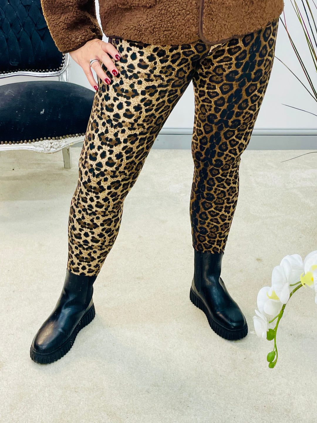 LADIES STRETCH LEOPARD PRINT LEGGINGS