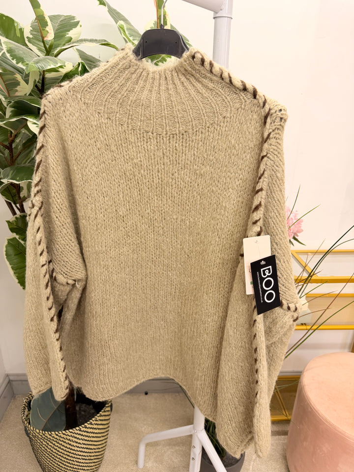 The MAURA contrast stitch thick knit jumper - 4 colours