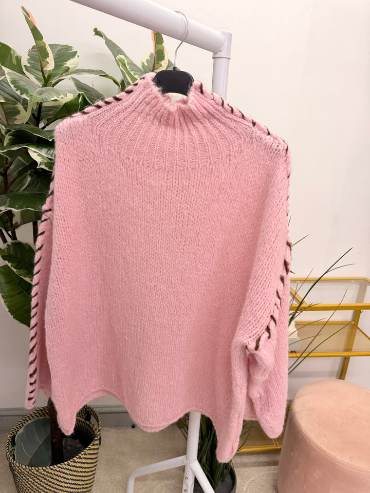 The MAURA contrast stitch thick knit jumper - 4 colours