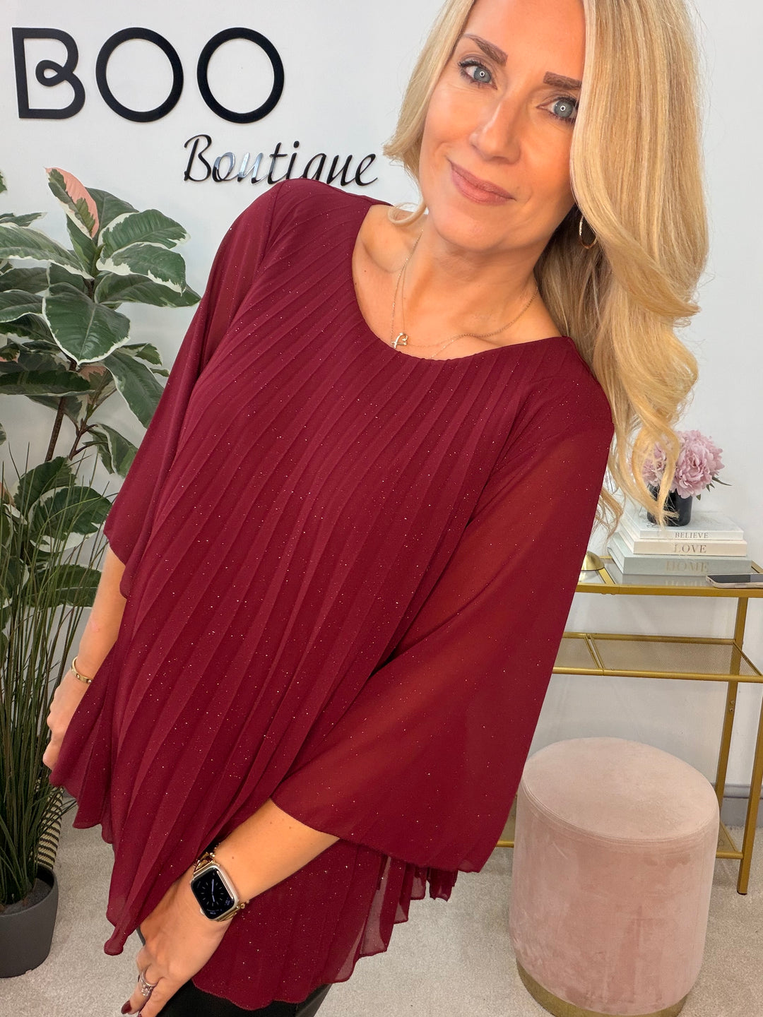 The LAUREN sparkly chiffon pleated top - 3 colours