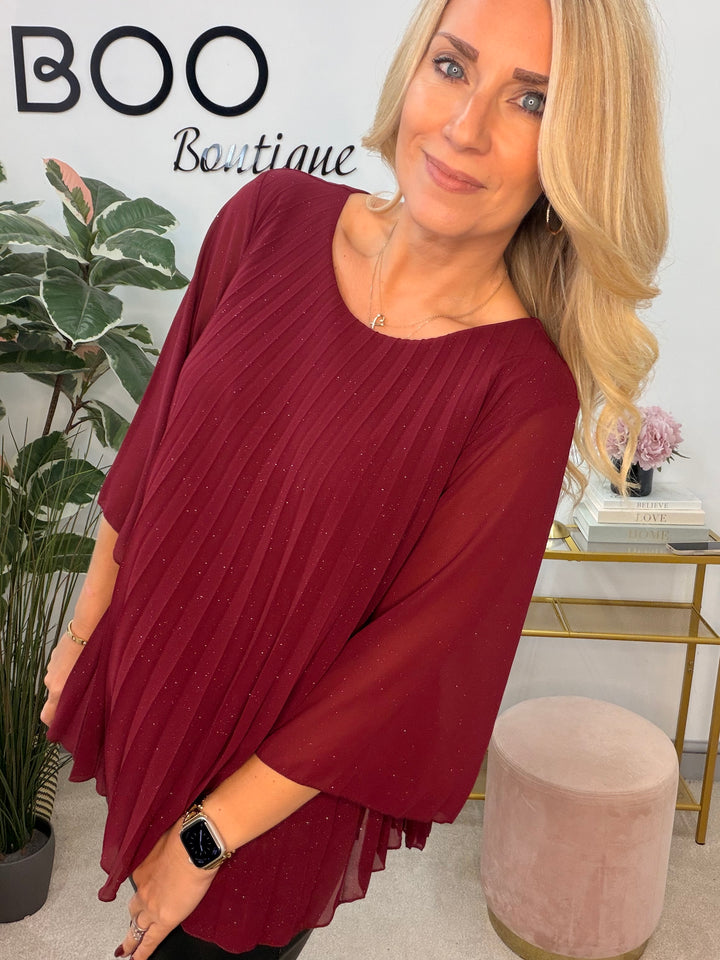 The LAUREN sparkly chiffon pleated top - 3 colours
