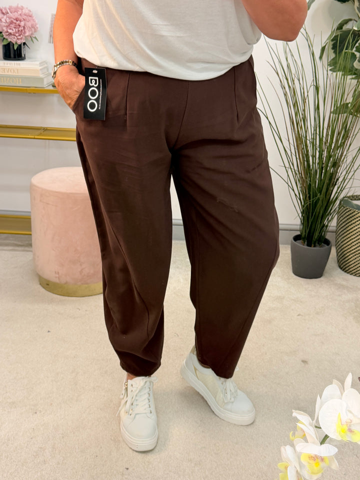 Ladies Fashion Balloon Leg Trousers - Black, Beige, Mocha & Brown