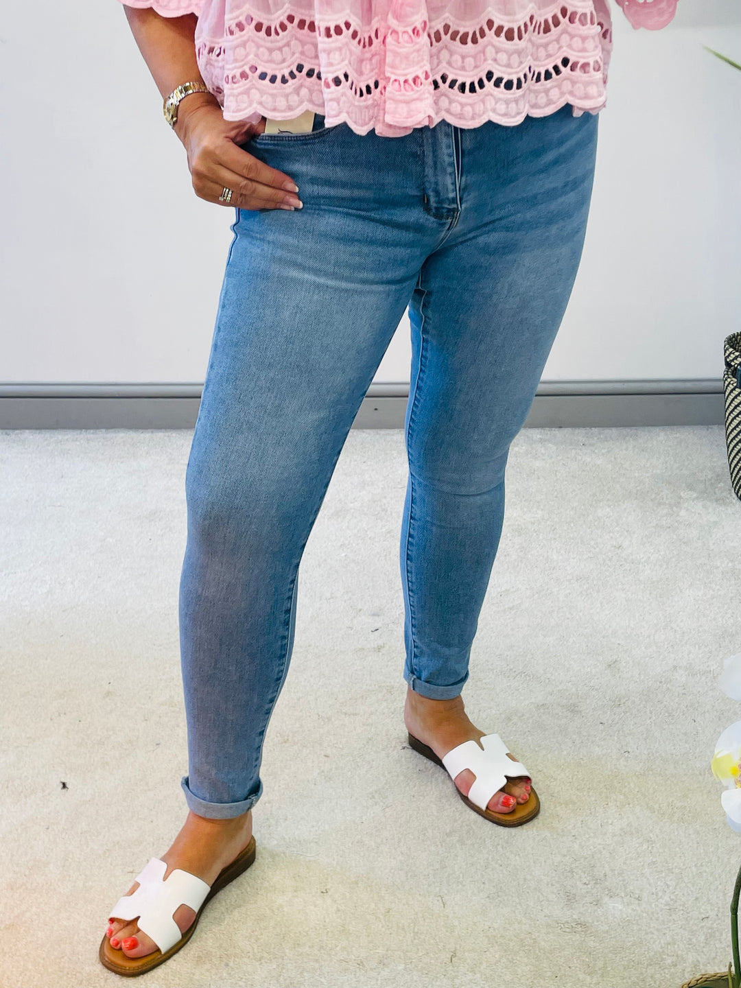 LADIES WOMENS BLUE SKINNY DENIM JEANS