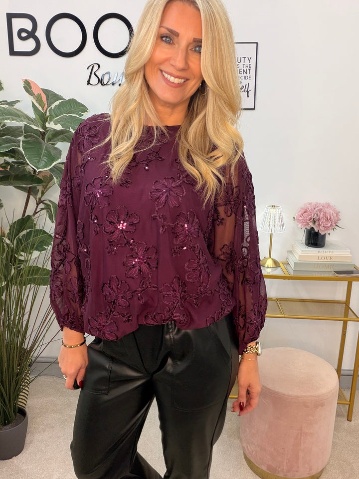 The MARIE sequin sparkly lacy party top - 3 colours