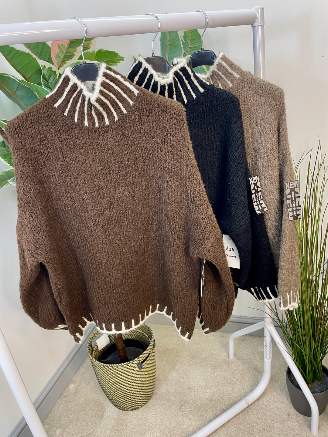 LADIES CHUNKY KNIT BAGGY JUMPER - BROWN, MOCHA, BLACK