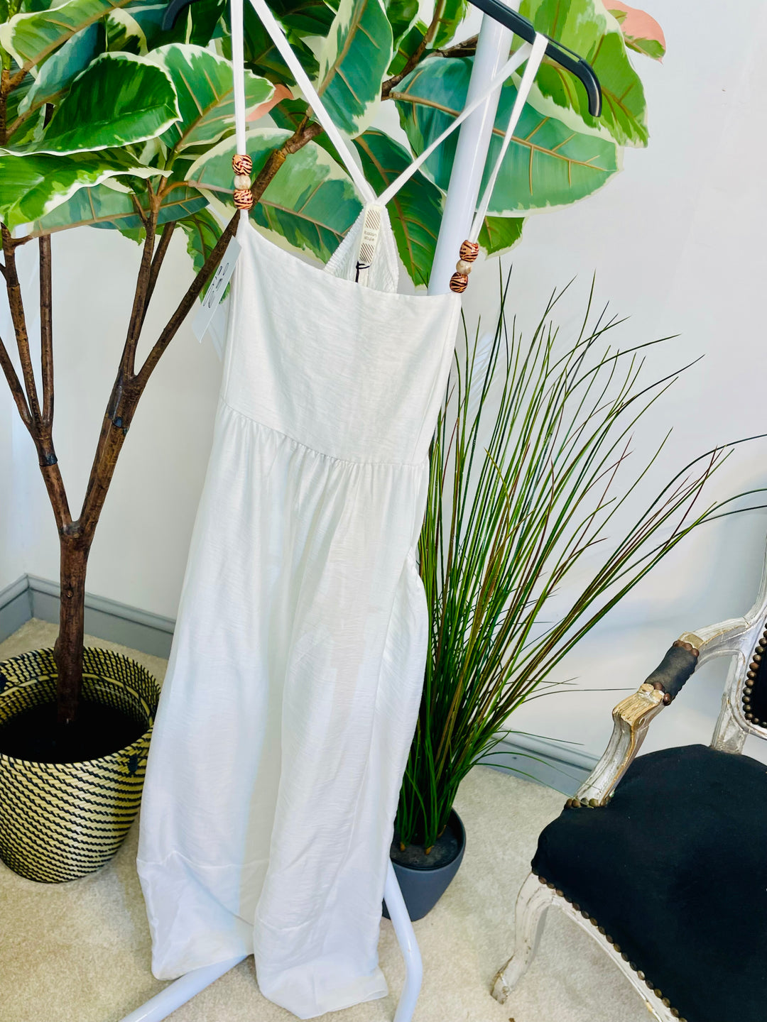 LADIES SUMMER HOLIDAY MAXI DRESS - DENIM BLUE, WHITE, BROWN, BEIGE & BLACK