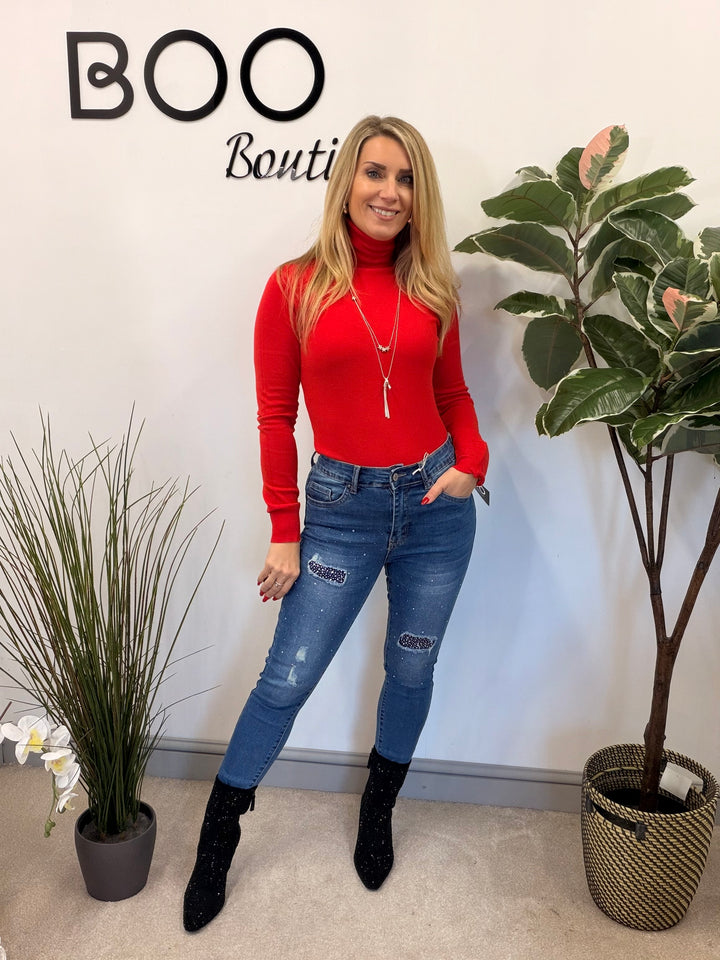 LADIES FINE KNIT ROLL NECK JUMPER - BERRY, BLACK, BEIGE, RED, KHAKI BROWN