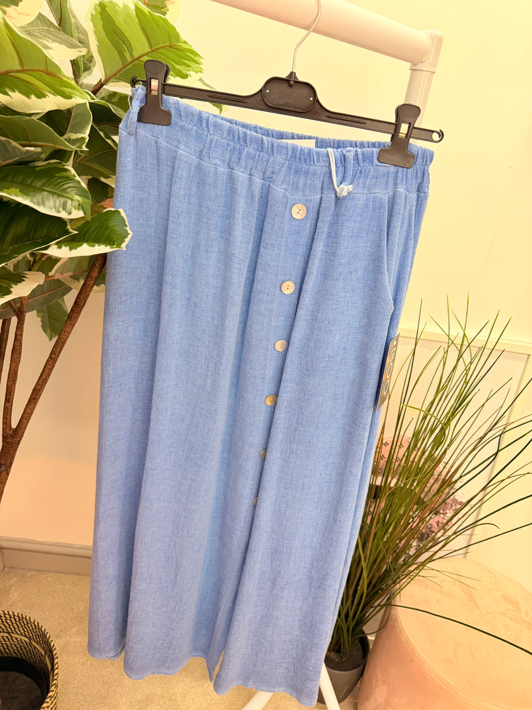 Ladies Fashion Teabag Linen Maxi Skirt - pink, blue, turquoise, beige, white, lime