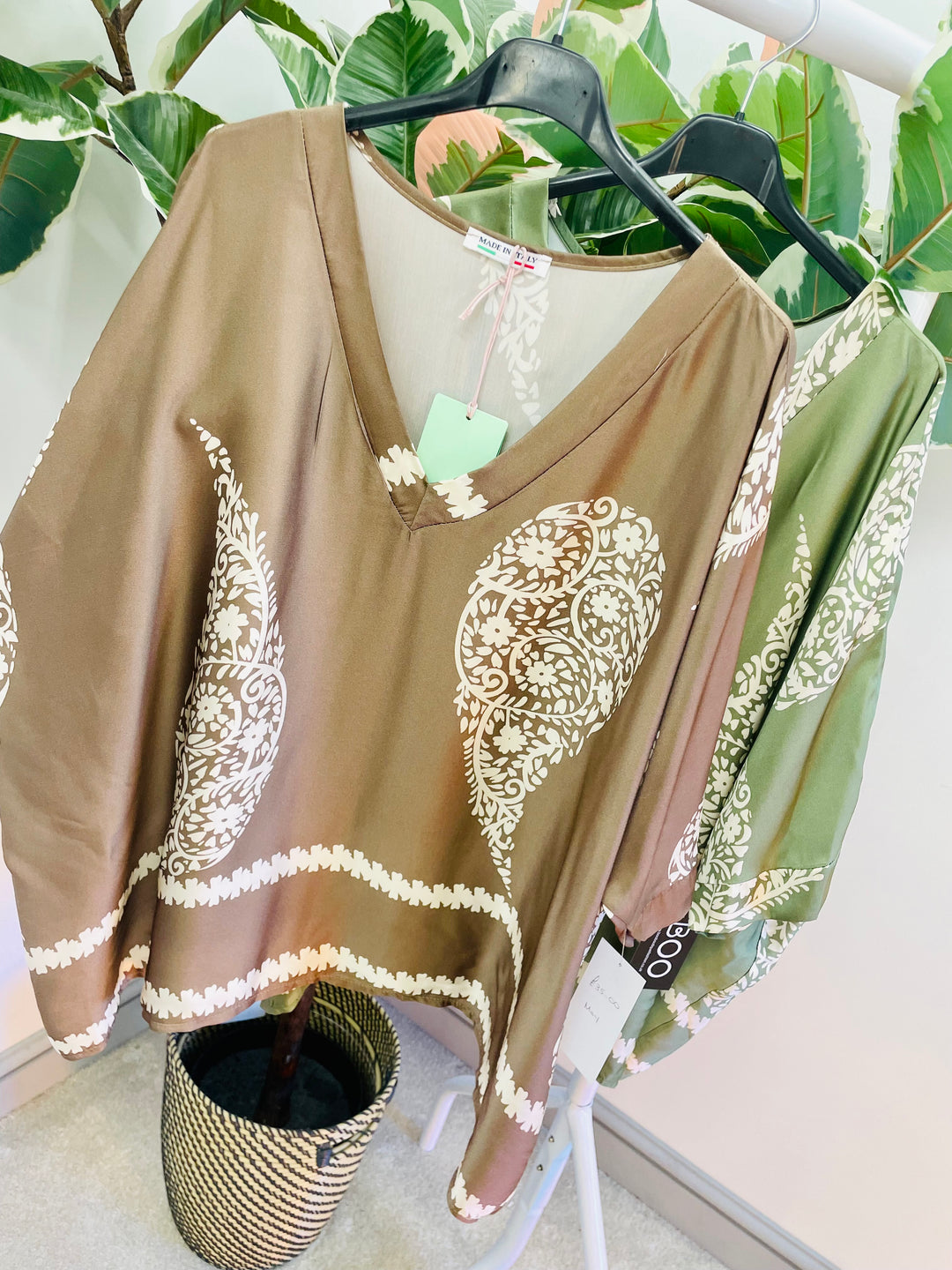 LADIES WOMENS SATIN OVERSIZE DRAPE TOP - KHAKI & BROWN