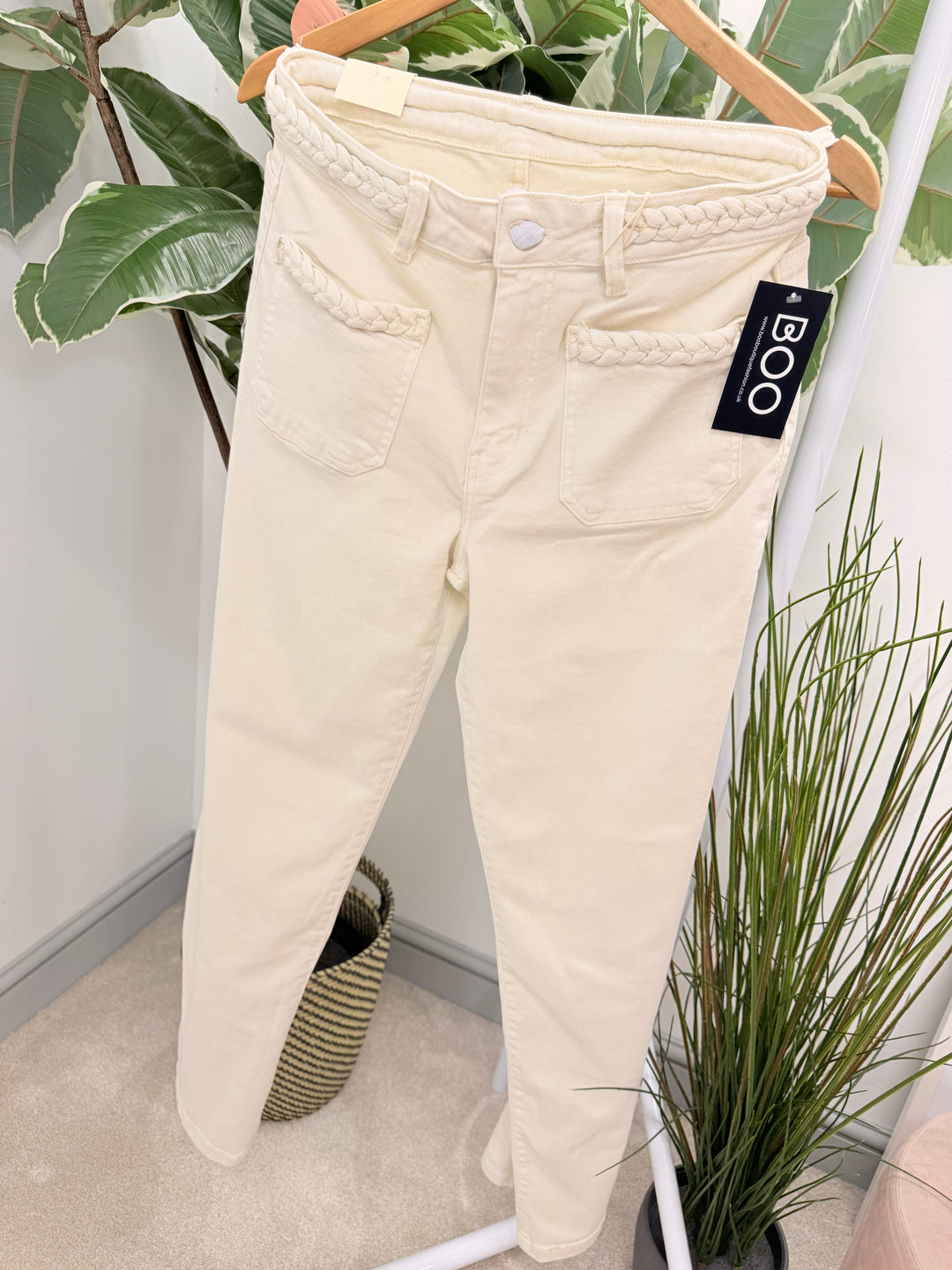 Ladies Fashion White Wide Leg Jeans