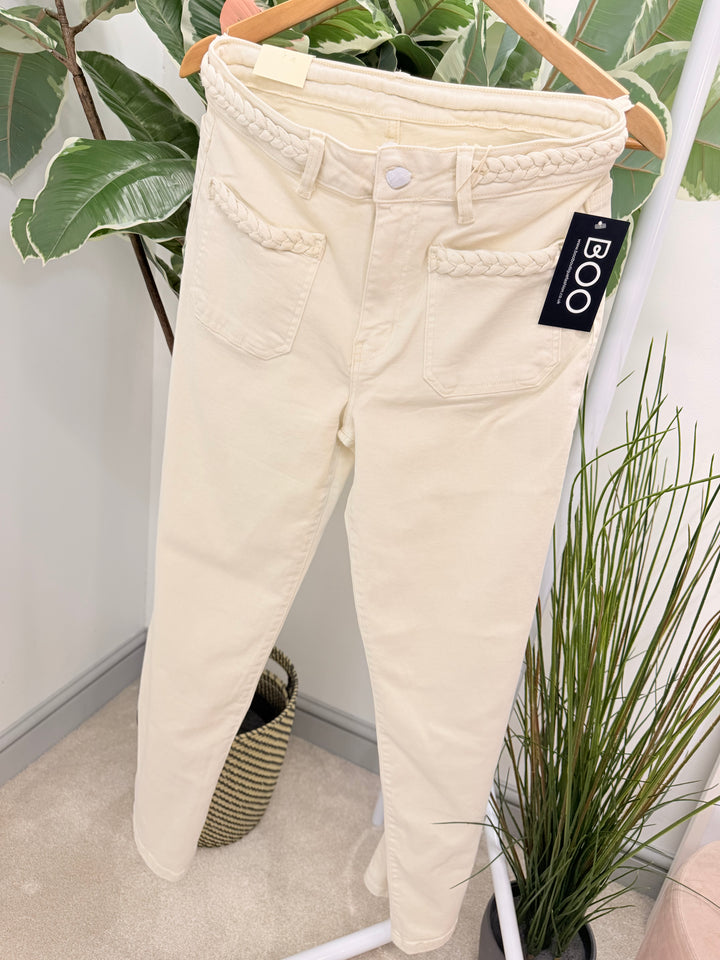 Ladies Fashion White Wide Leg Jeans