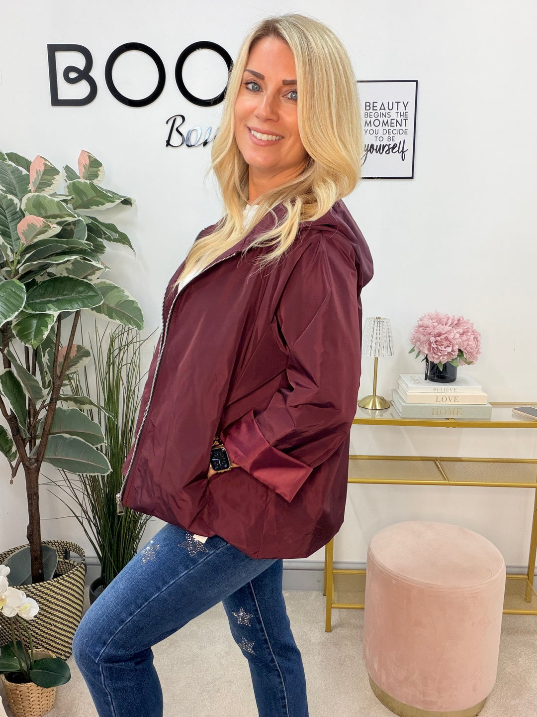 Ladies Fashion Shower Proof Box Jacket - Black, Brown, Wine, Khaki & Beige