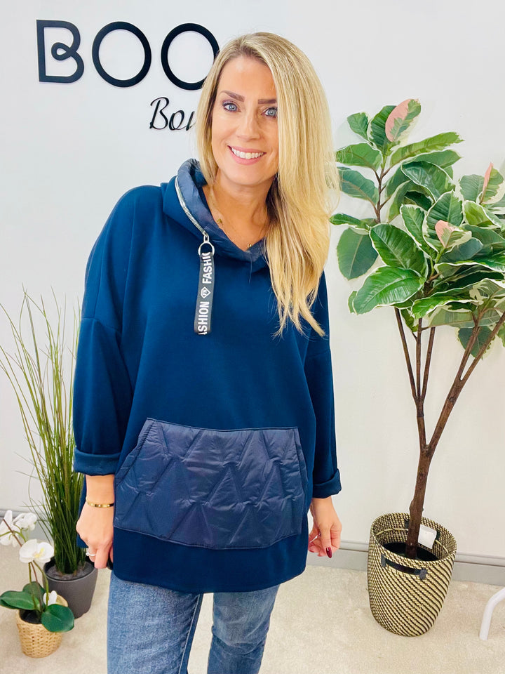 LADIES SCUBA HOODIE TOP - BLACK, NAVY, BURGUNDY, KHAKI