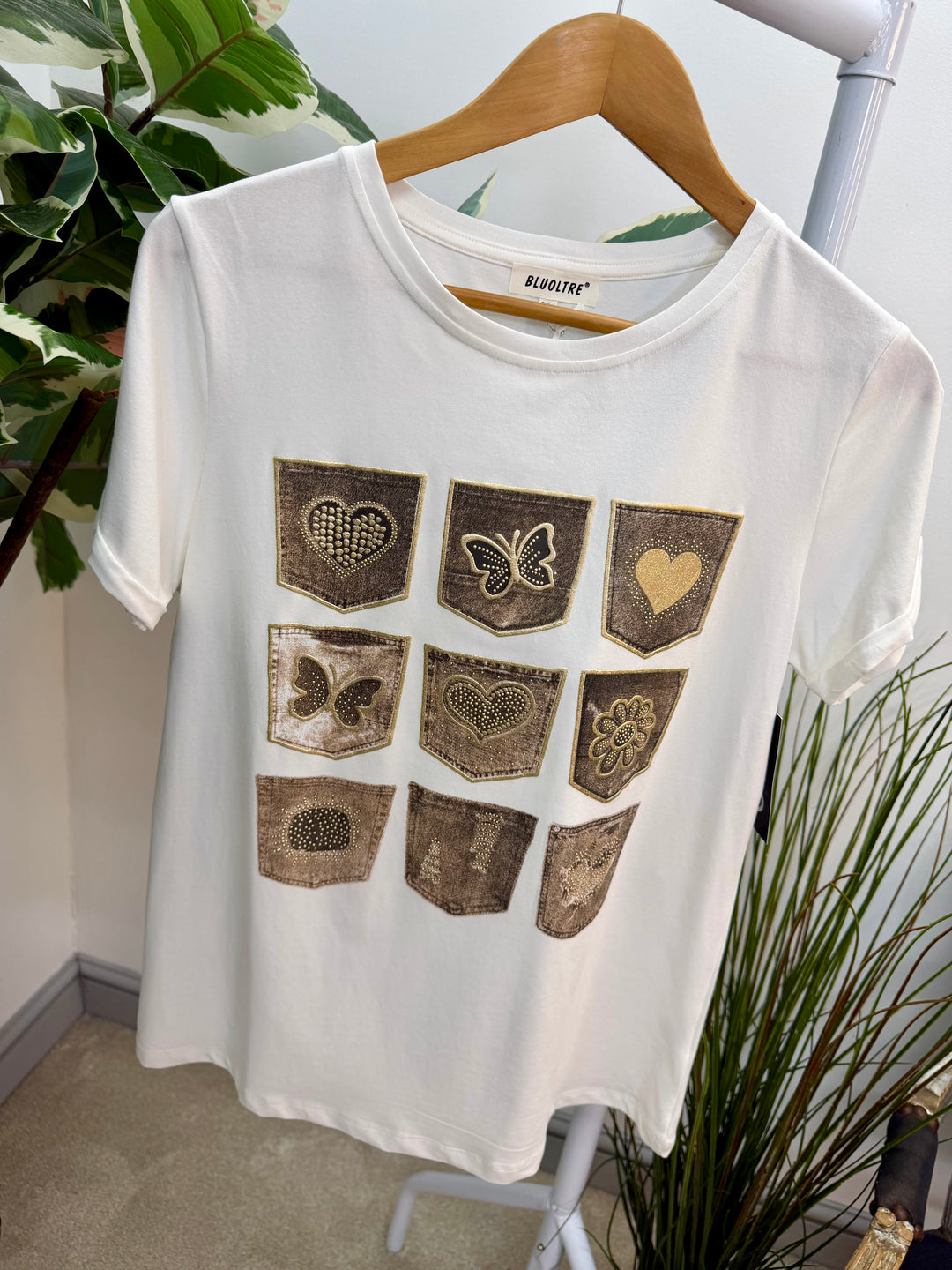 LADIES FASHION WHITE STRETCH T SHIRT