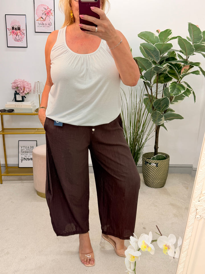 Ladies Fashion Balloon Leg Loose Trousers - Rust, Black, Khaki, Brown & Beige