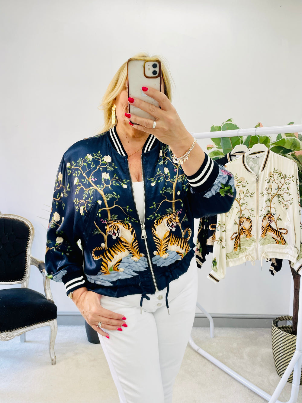 LADIES SATIN SUMMER BOMBER JACKET - BLACK, NAVY, BEIGE