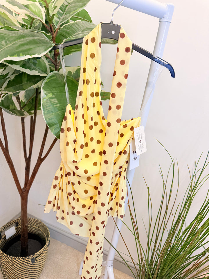 Ladies Fashion One Shoulder Polka Dot Top - Cream, Pink, Lemon