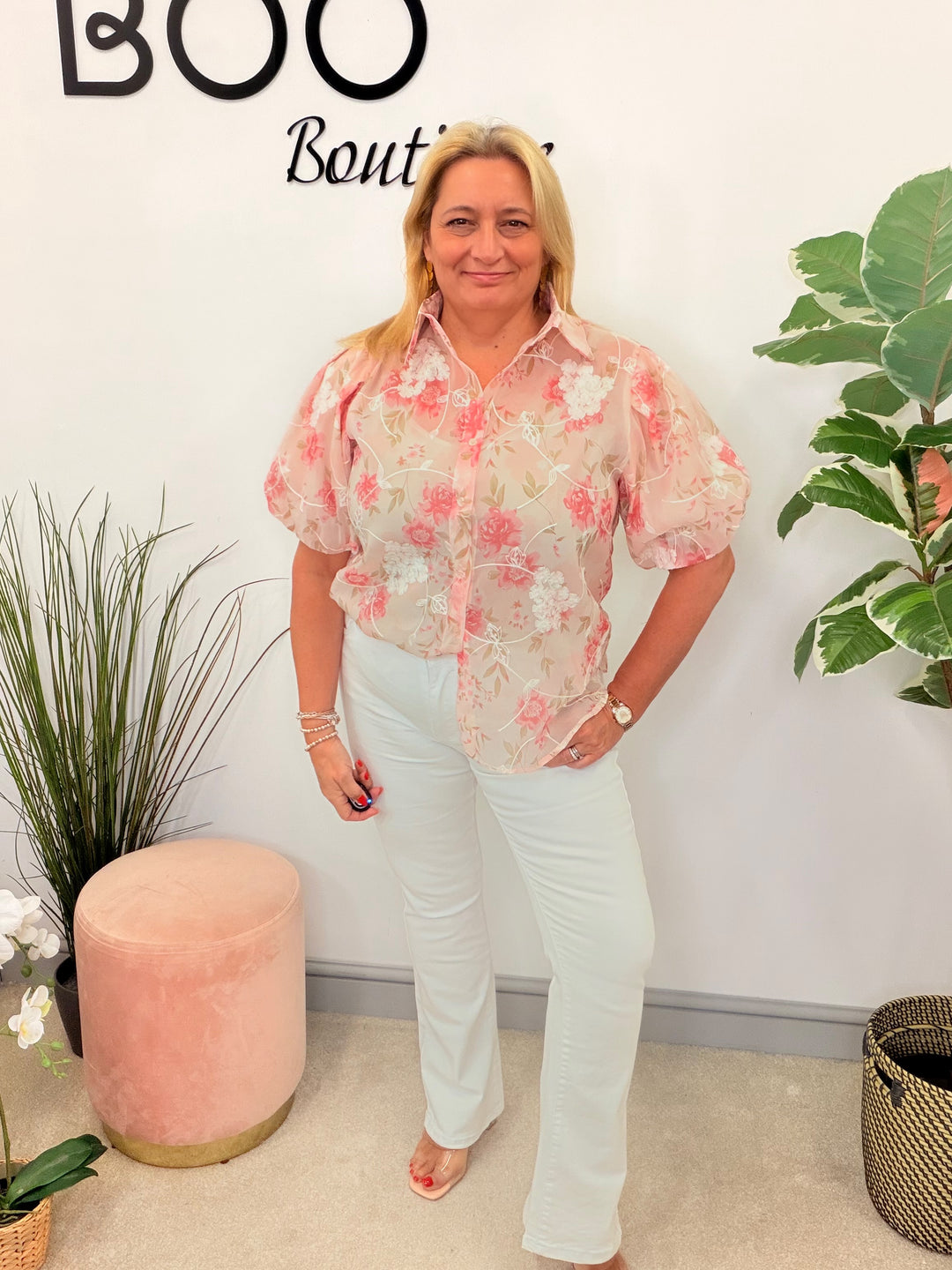 Ladies Fashion White Denim Kick Flare Jeans