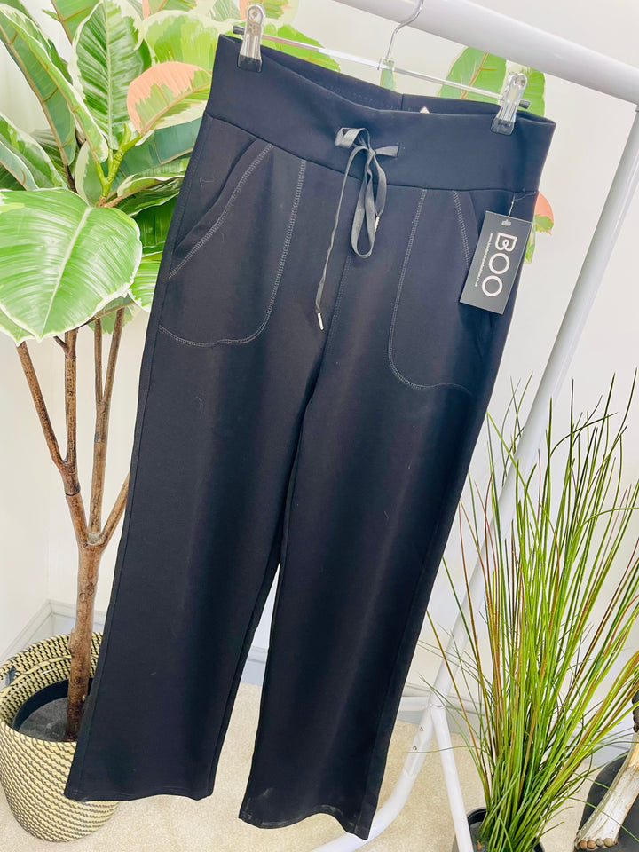 LADIES BLACK SMART JOGGY TROUSERS 