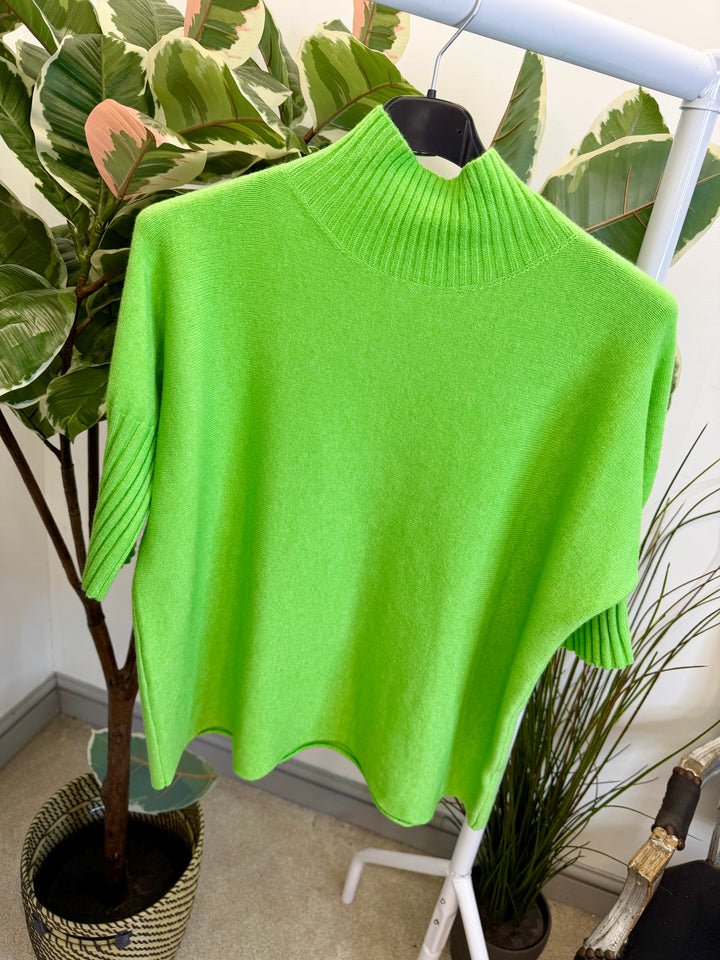 LADIES SHORT SLEEVE KNITTED JUMPER - BLACK, KHAKI, BEIGE, MOCHA, GREEN & BERRY