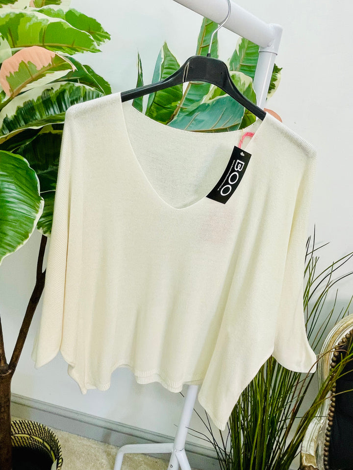LADIES SOFT FINE KNIT V NECK TOP - YELLOW, WHITE, BROWN, TURQUOISE, CAMEL