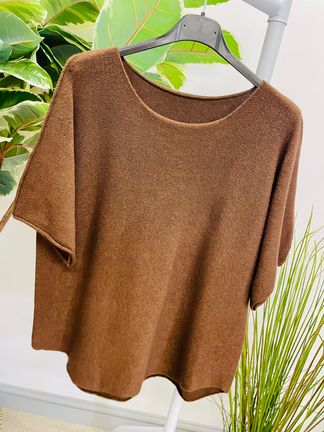 LADIES SOFT KNIT BATWING JUMPER - BLACK, KHAKI, BEIGE, WHITE, CAMEL, BROWN