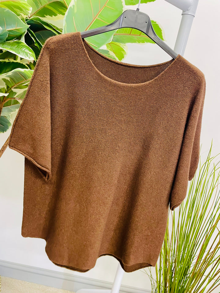 LADIES SOFT KNIT BATWING JUMPER - BLACK, KHAKI, BEIGE, WHITE, CAMEL, BROWN