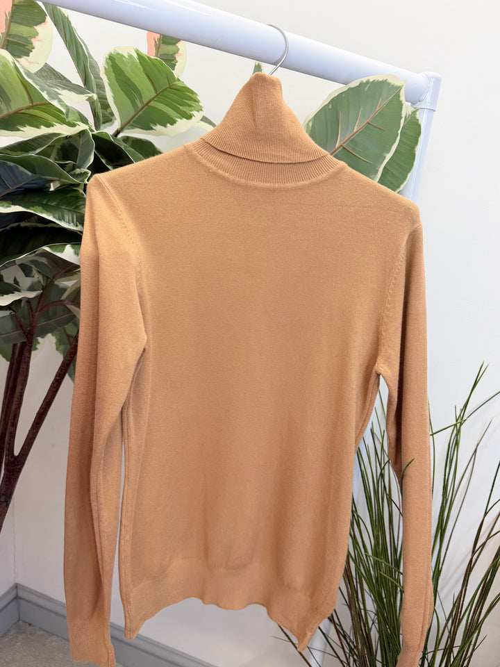 LADIES FINE KNIT ROLL NECK JUMPER - BERRY, BLACK, BEIGE, RED, KHAKI BROWN