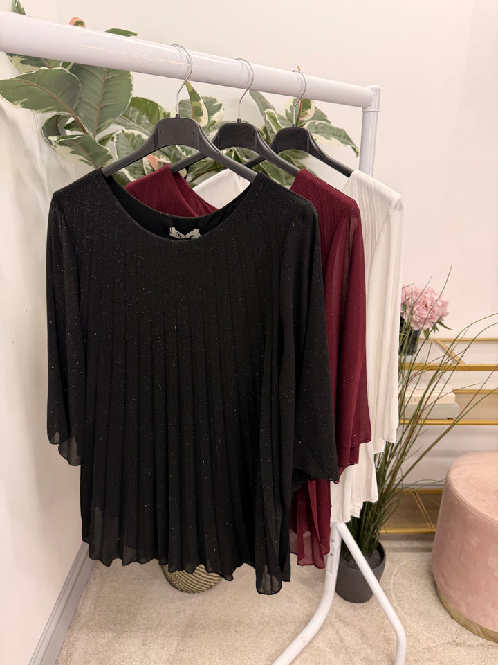 The LAUREN sparkly chiffon pleated top - 3 colours