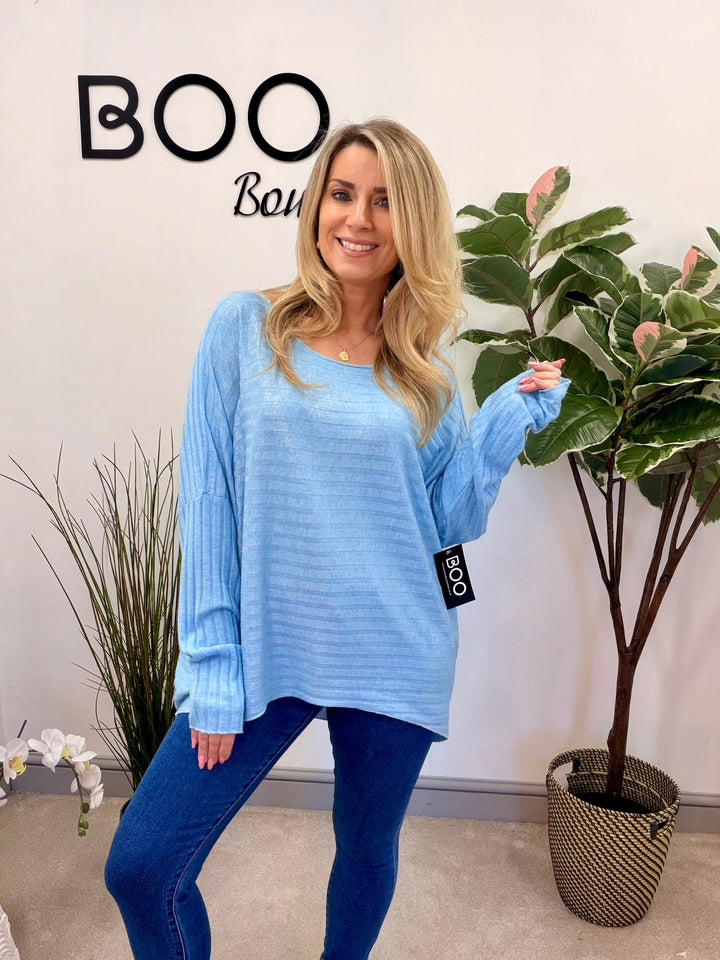 LADIES FINE KNIT LOOSE FIT TOP - MINT, BLUE, YELLOW, WHITE, PINK, MOCHA