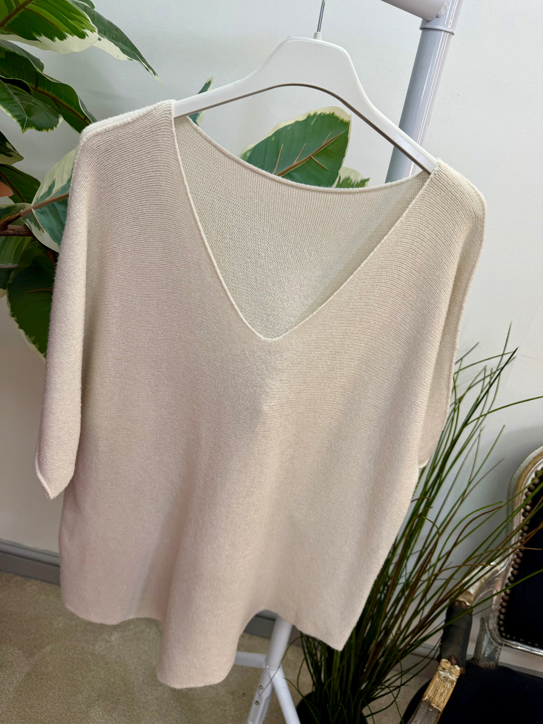 Ladies Short Sleeve Jumper - pink, white, mint, beige, black, coral, lemon