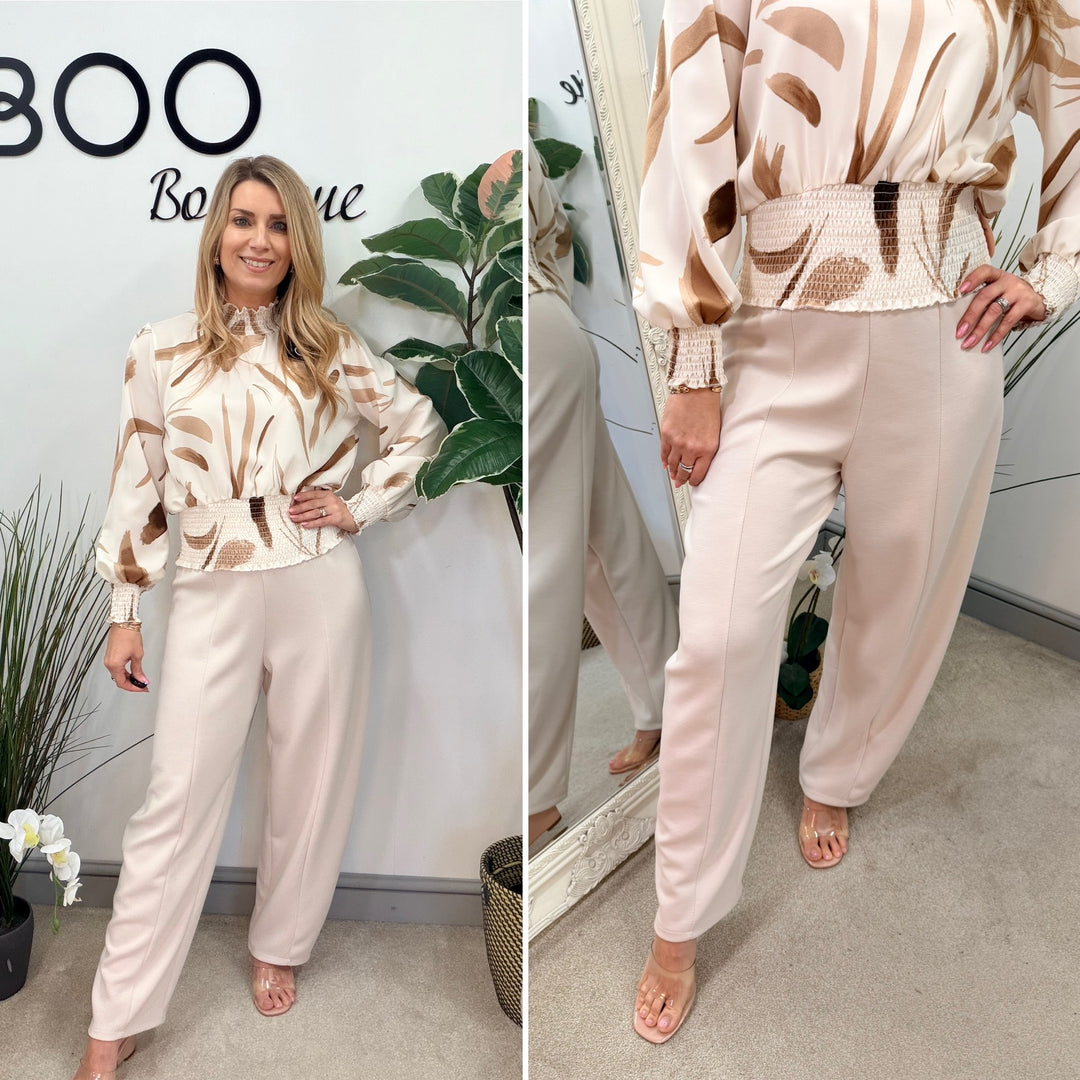 LADIES PLUS SIZE STRAIGHT LEG SCUBA TROUSERS - BLACK, BEIGE & WHITE