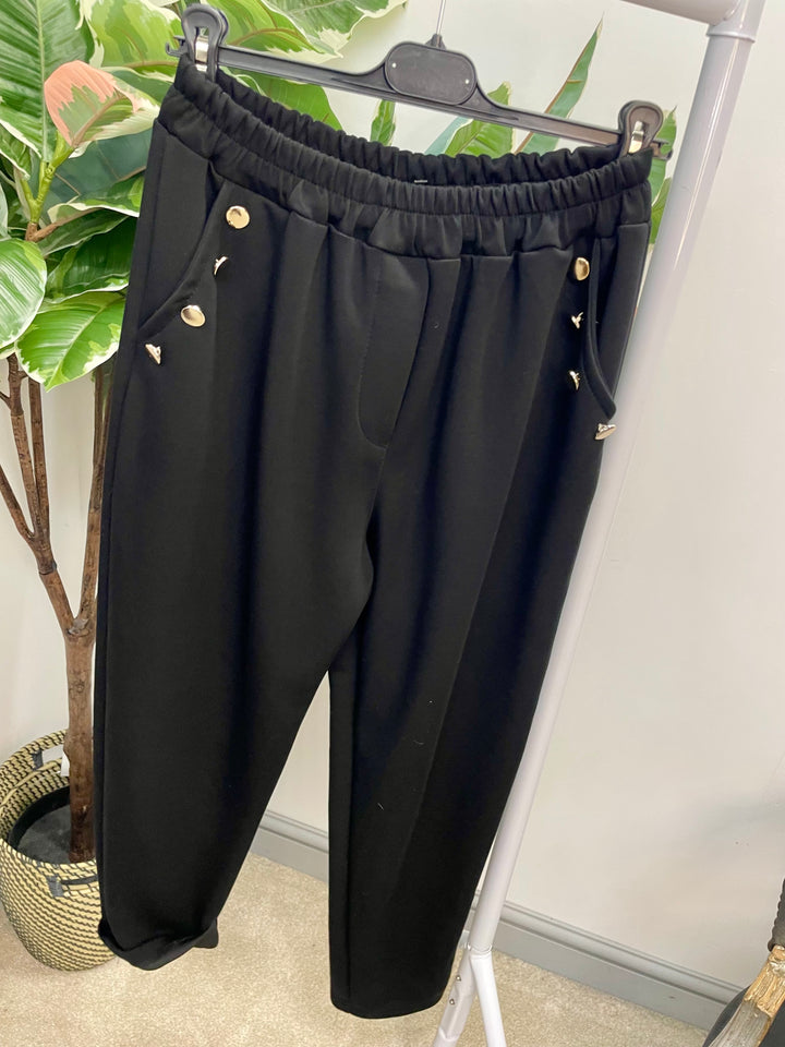 LADIES SCUBA ANKLE GRAZER TROUSERS - BLACK & BROWN