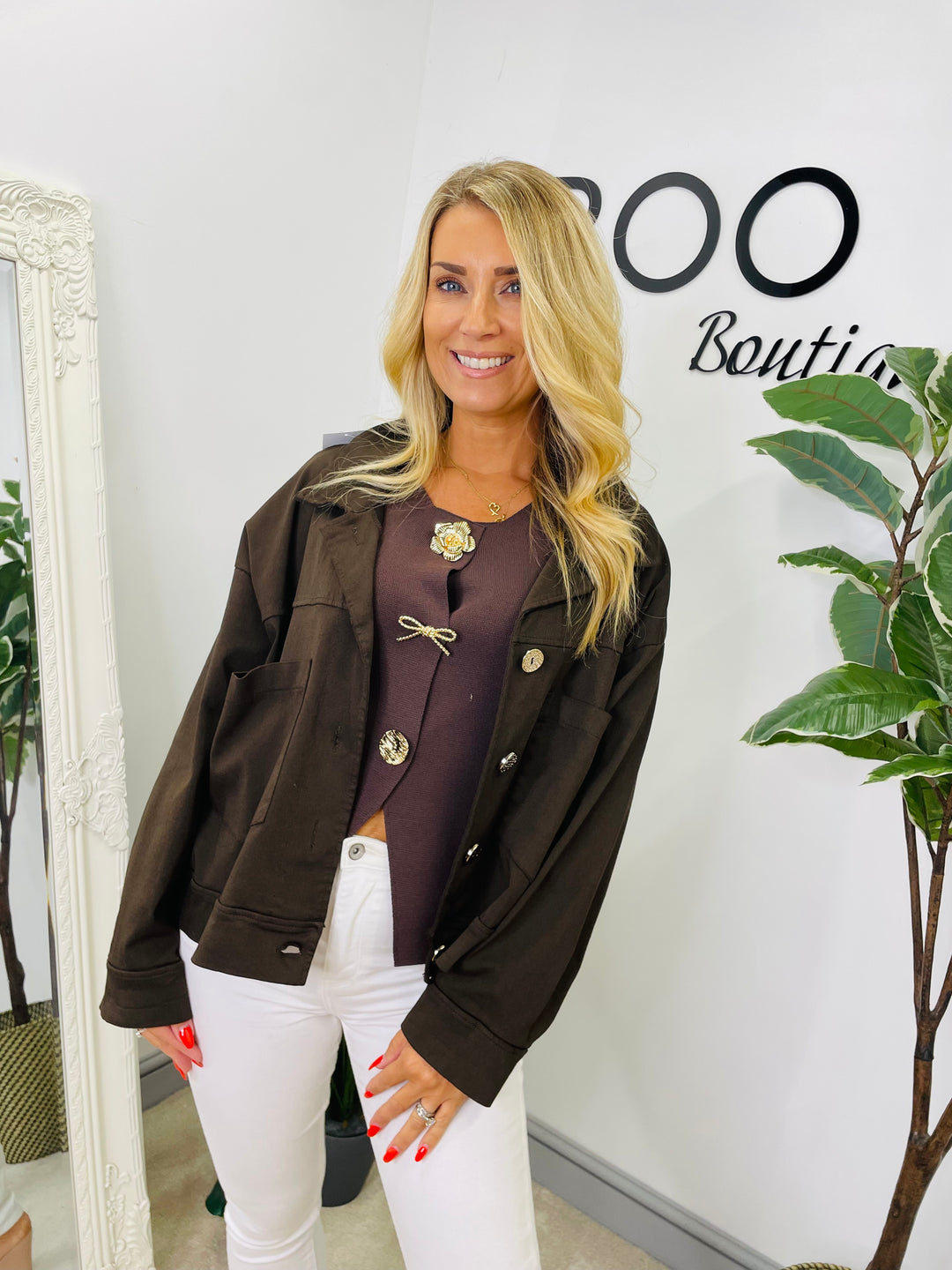 LADIES STRETCH BOX CASUAL JACKET - BLACK, BEIGE, KHAKI, BURGUNDY, BROWN & WHITE