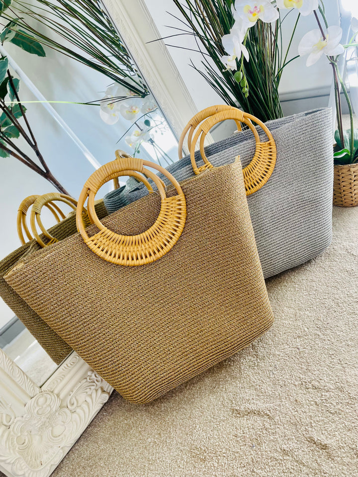 LADIES GOLD & SILVER BEACH STYLE TOTE BAG
