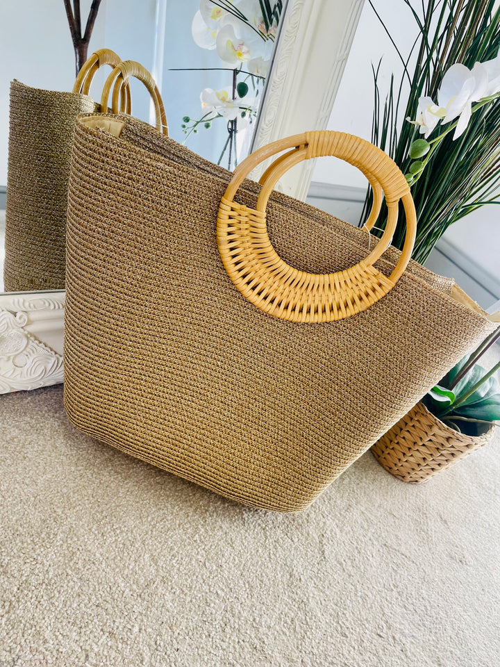 LADIES GOLD & SILVER BEACH STYLE TOTE BAG