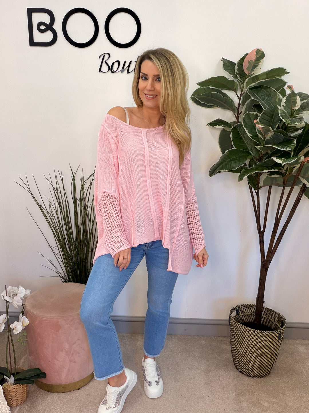 Ladies Fashion Oversize Top - yellow, beige, pink, white, fuschia and blue