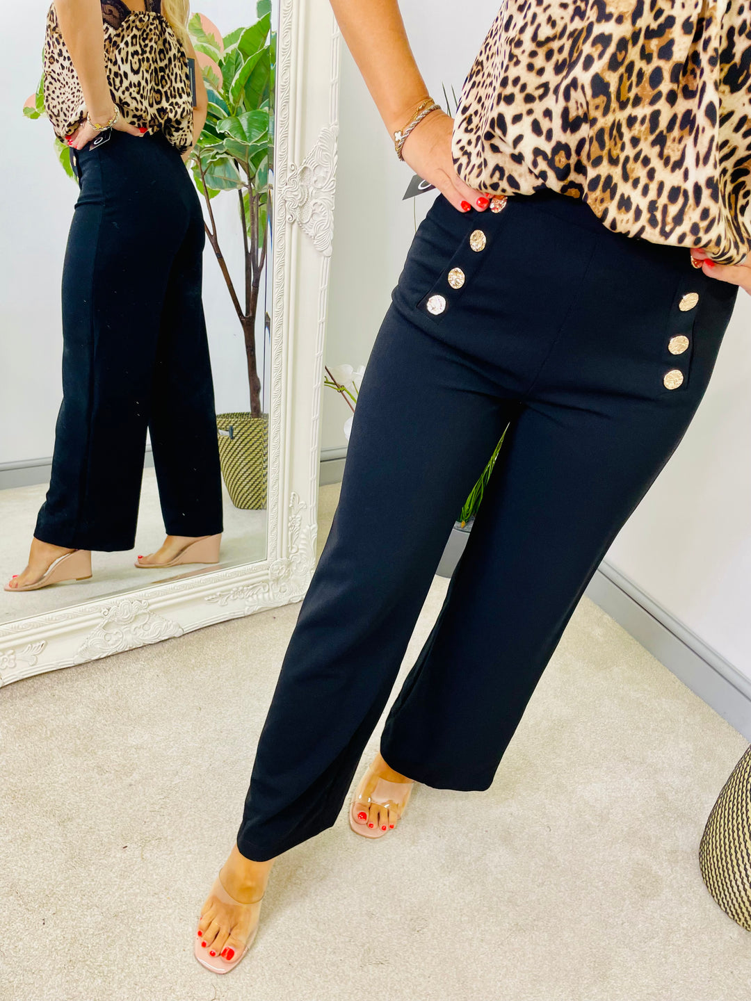 LADIES BLACK STRAIGHT LEG TROUSERS
