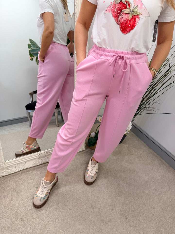 Ladies Fashion Carrot Leg Trousers - beige, pink, blue, black & lemon