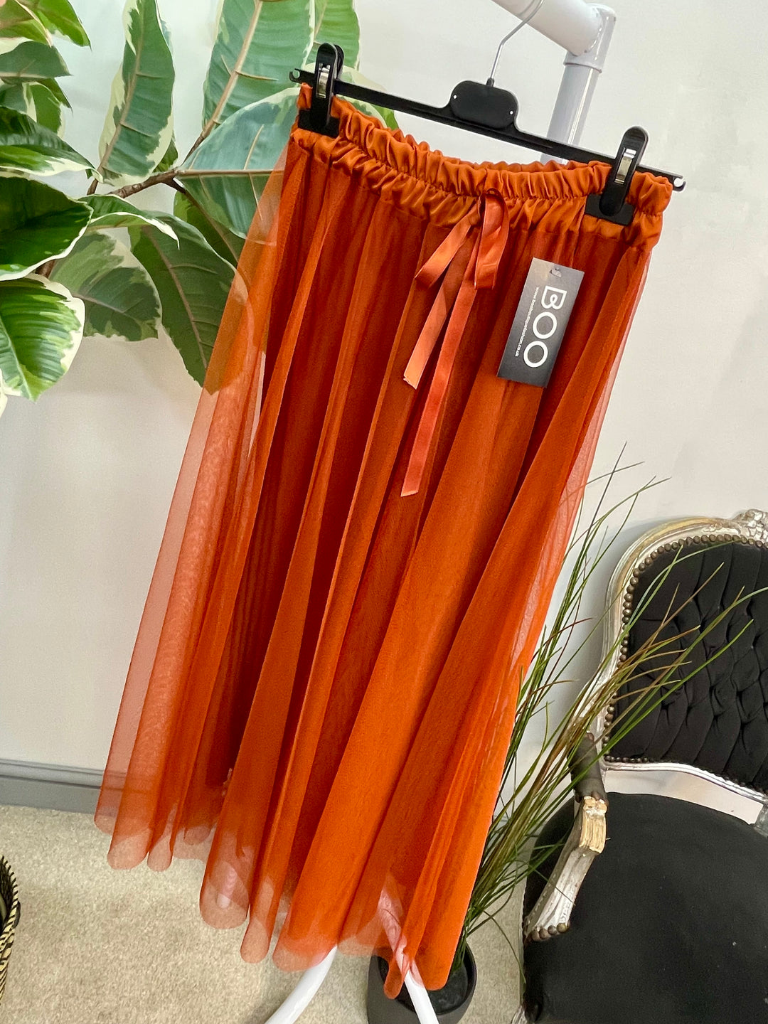 LADIES NET FAIRY MAXI SKIRT - RUST, BLACK, BROWN, BERRY