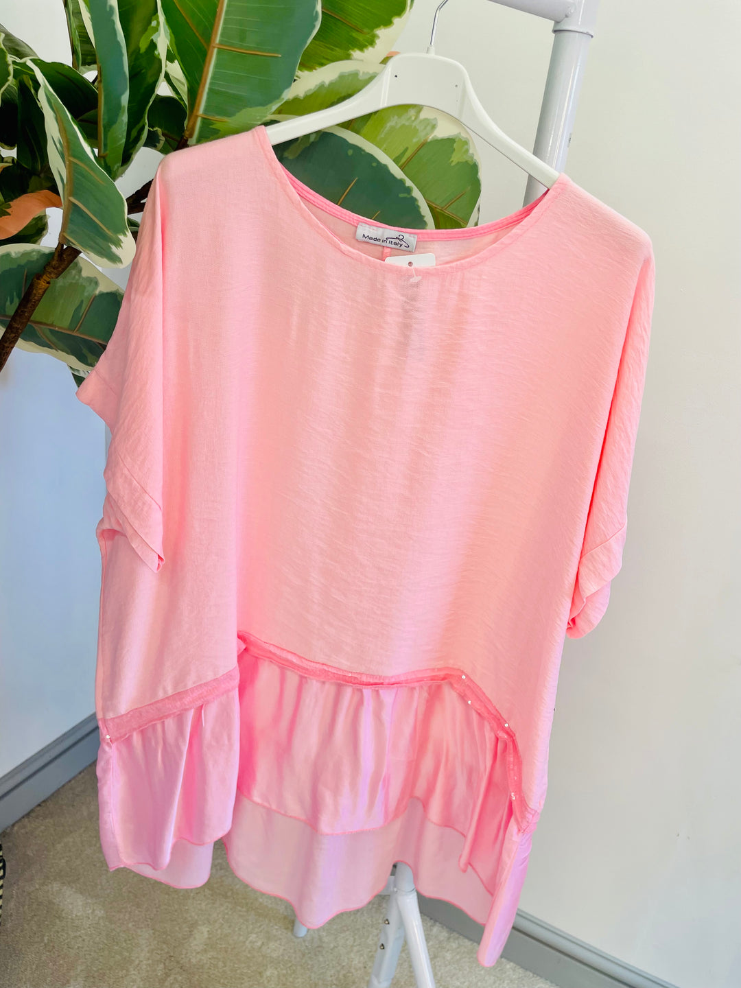 LADIES LOOSE FIT SILK EDGE LOOSE FIT SUMMER TOP - NAVY, PINK, LEMON, KHAKI, WHITE, BLUE