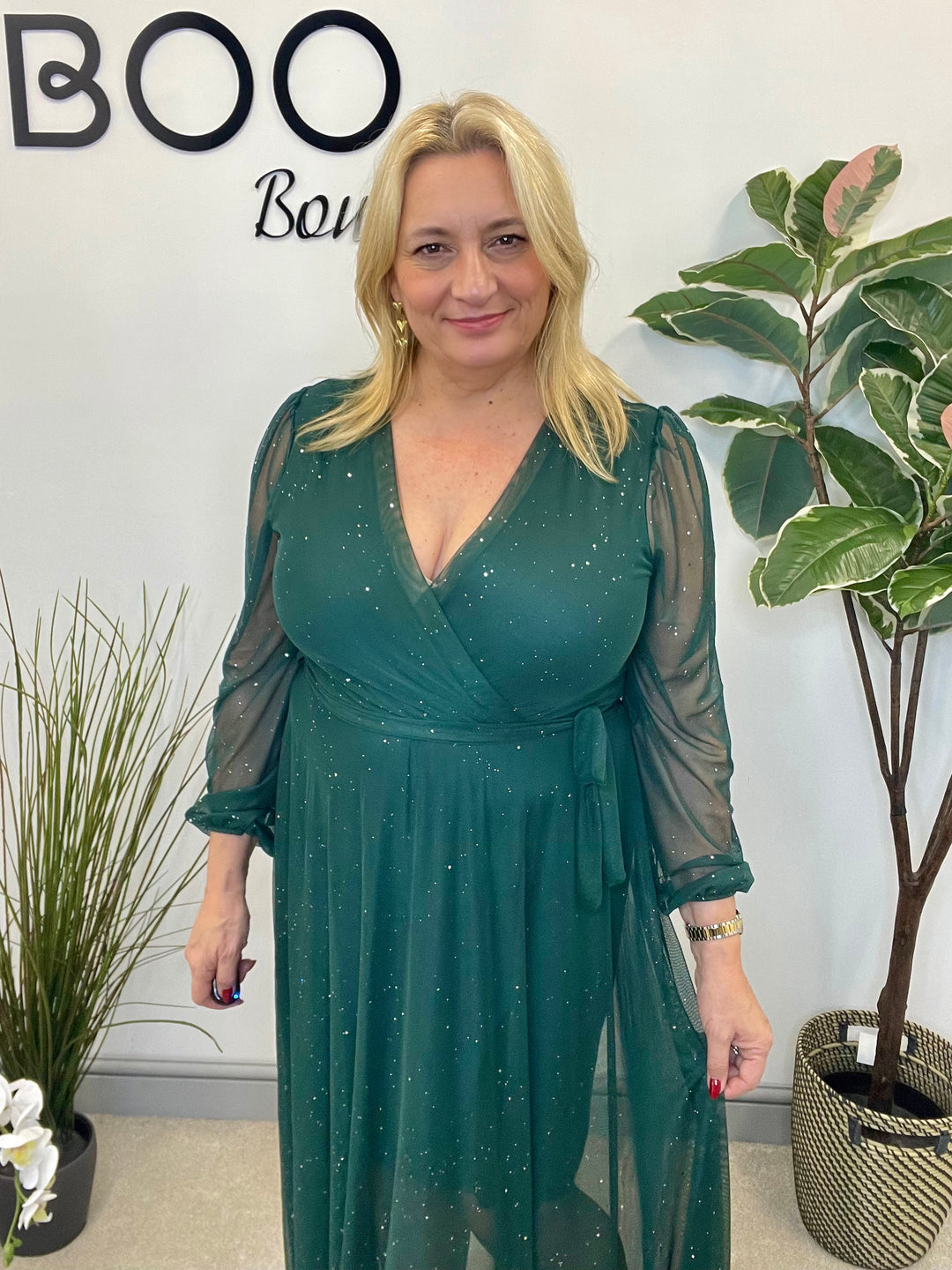 LADIES STRETCH NET PARTY MAXI DRESS - BLACK, BERRY, BROWN & GREEN