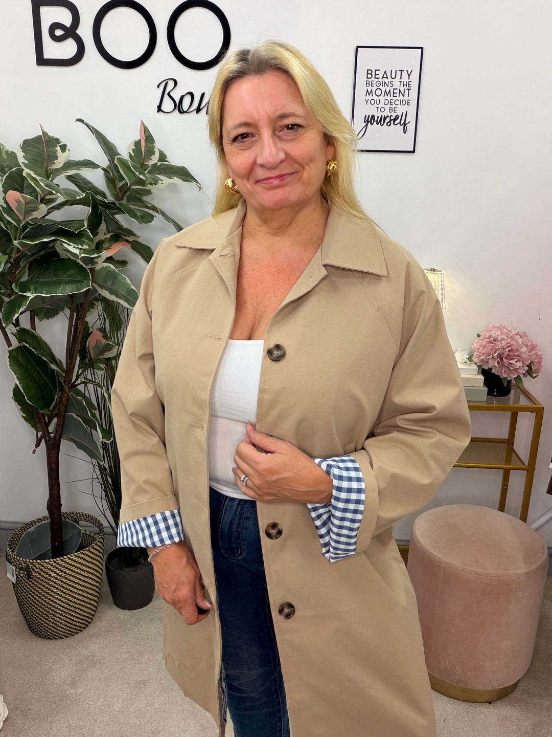 Ladies Fashion Camel Raincoat Mac