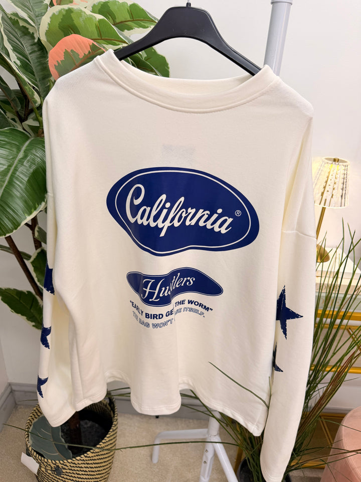 The TESSA cotton sweatshirt ‘California’ logo top - 3 colours