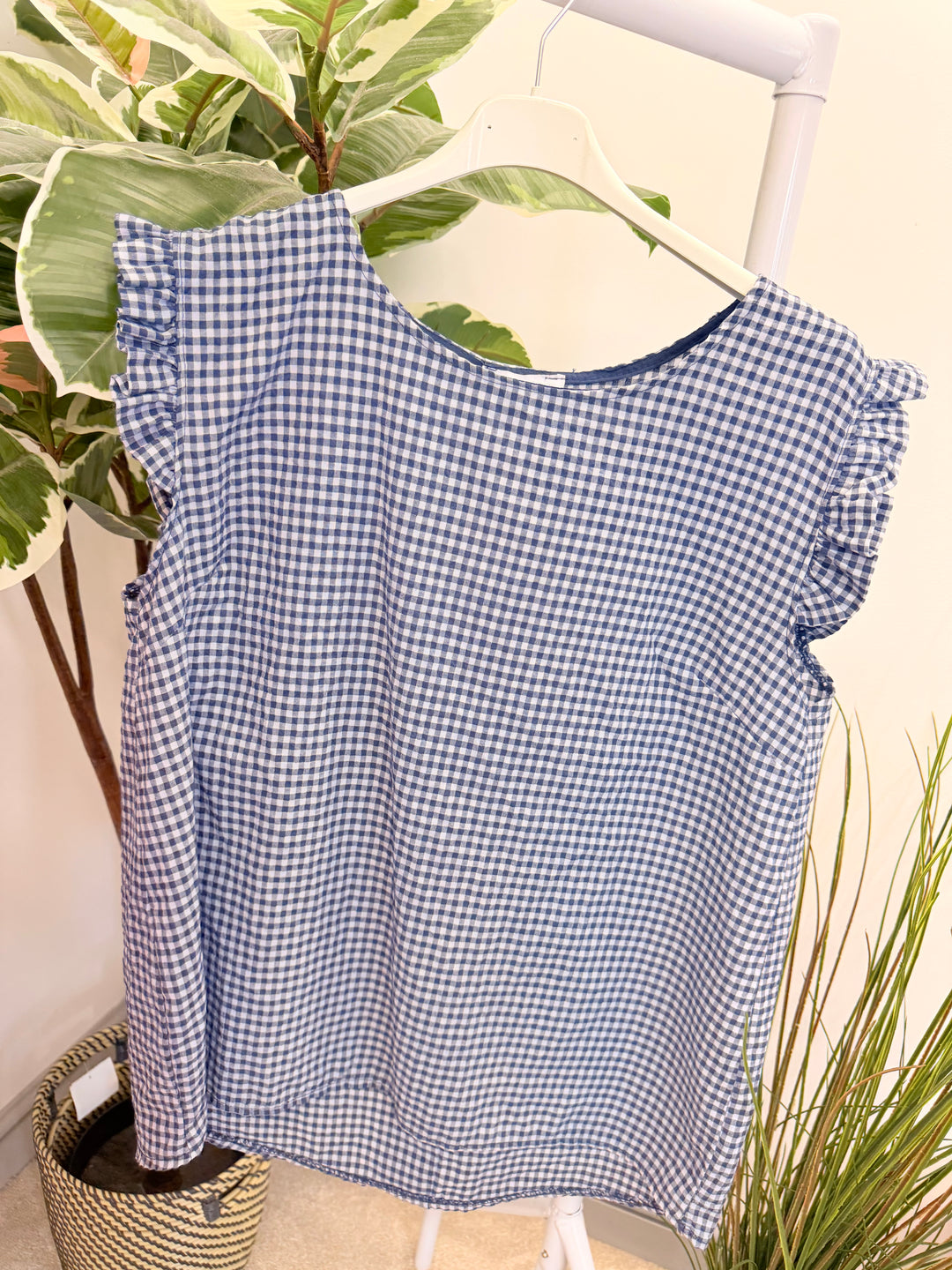 Ladies Gingham Check Summer Top - Pink, Denim Blue, Navy & Green