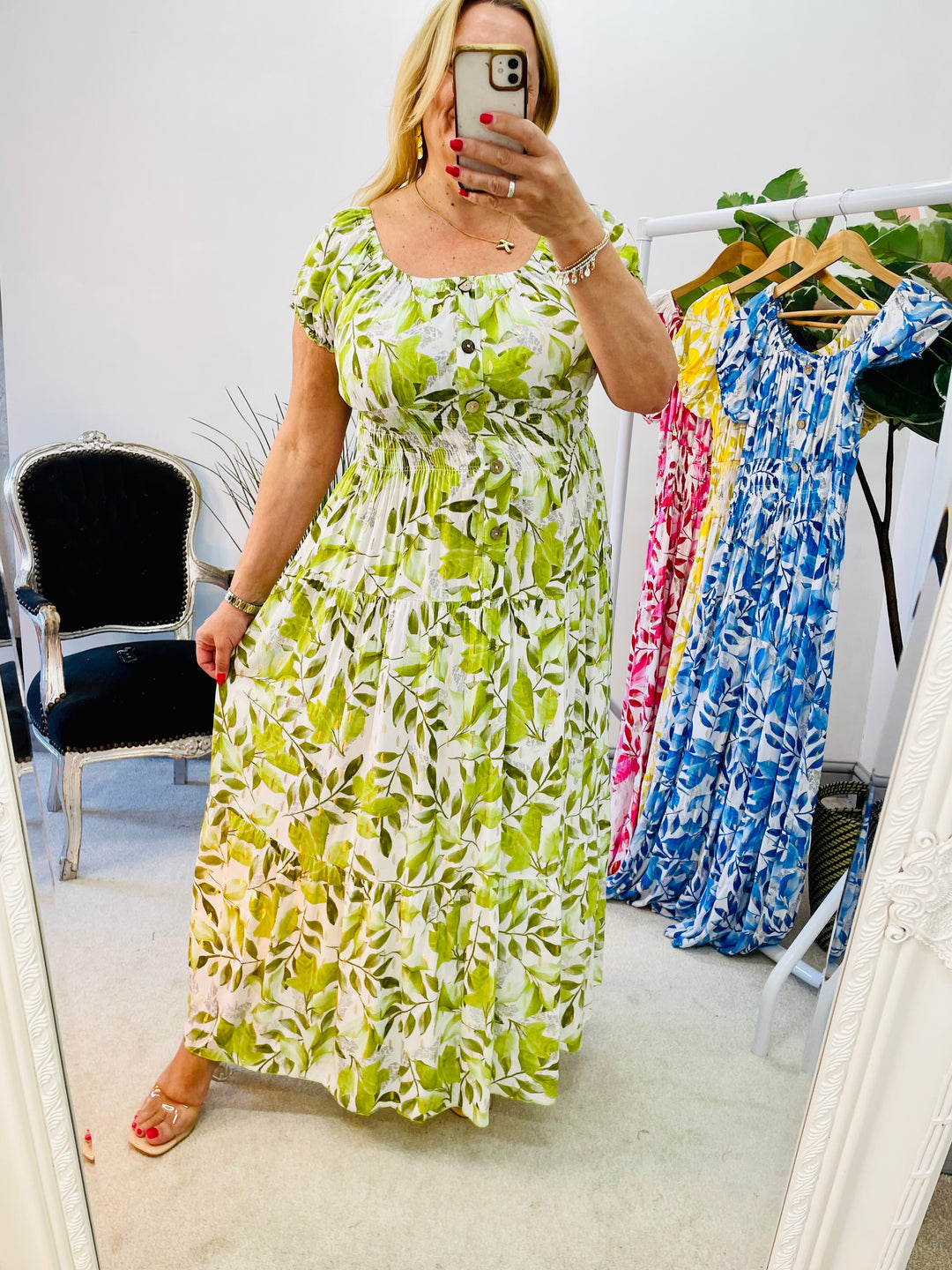 LADIES SUMMER BARDOT MAXI DRESS - PINK, BLUE, GREEN, YELLOW